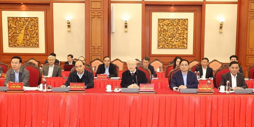 Tổng Bí thư Nguyễn Phú Trọng phát biểu tại buổi làm việc