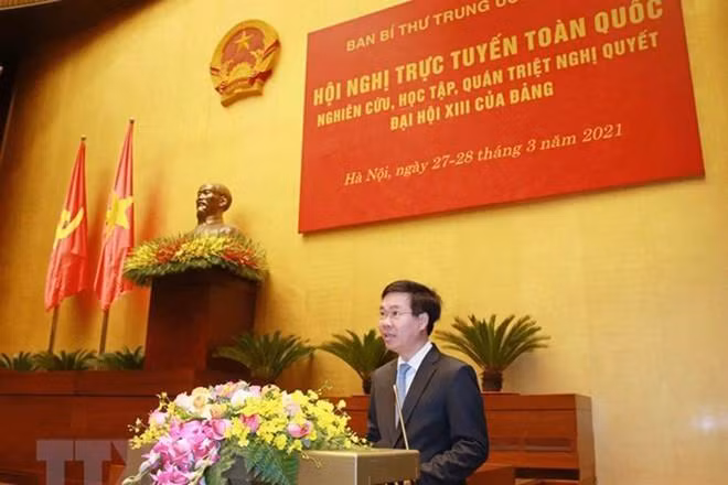 Ủy viên Bộ Chính trị, Thường trực Ban Bí thư Võ Văn Thưởng phát biểu tại hội nghị