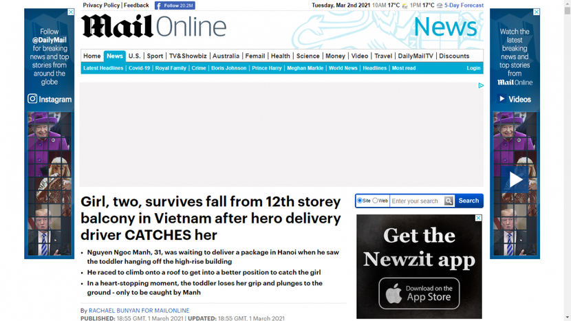 Bài viết đăng tải trên tờ Daily Mail Bài viết đăng tải trên tờ Daily Mail