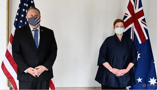 Ngoại trưởng Mỹ Mike Pompeo (trái) và Ngoại trưởng Australia Marise Payne trong cuộc gặp tại Tokyo ngày 6-10 Ngoại trưởng Mỹ Mike Pompeo (trái) và Ngoại trưởng Australia Marise Payne trong cuộc gặp tại Tokyo ngày 6-10