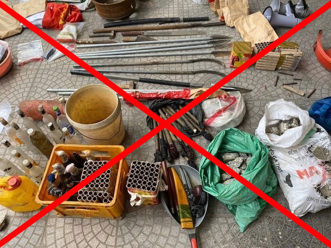 Số vũ khí của các đối tượng chống đối ở xã Đồng Tâm (Mỹ Đức, Hà Nội) bị cơ quan Công an thu giữ