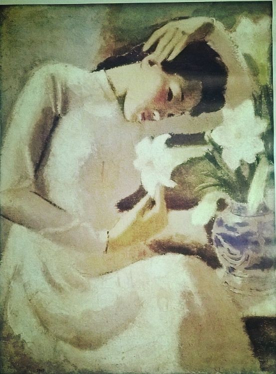 Bức tranh thiếu nữ bên hoa huệ của họa sĩ Tô Ngọc Vân