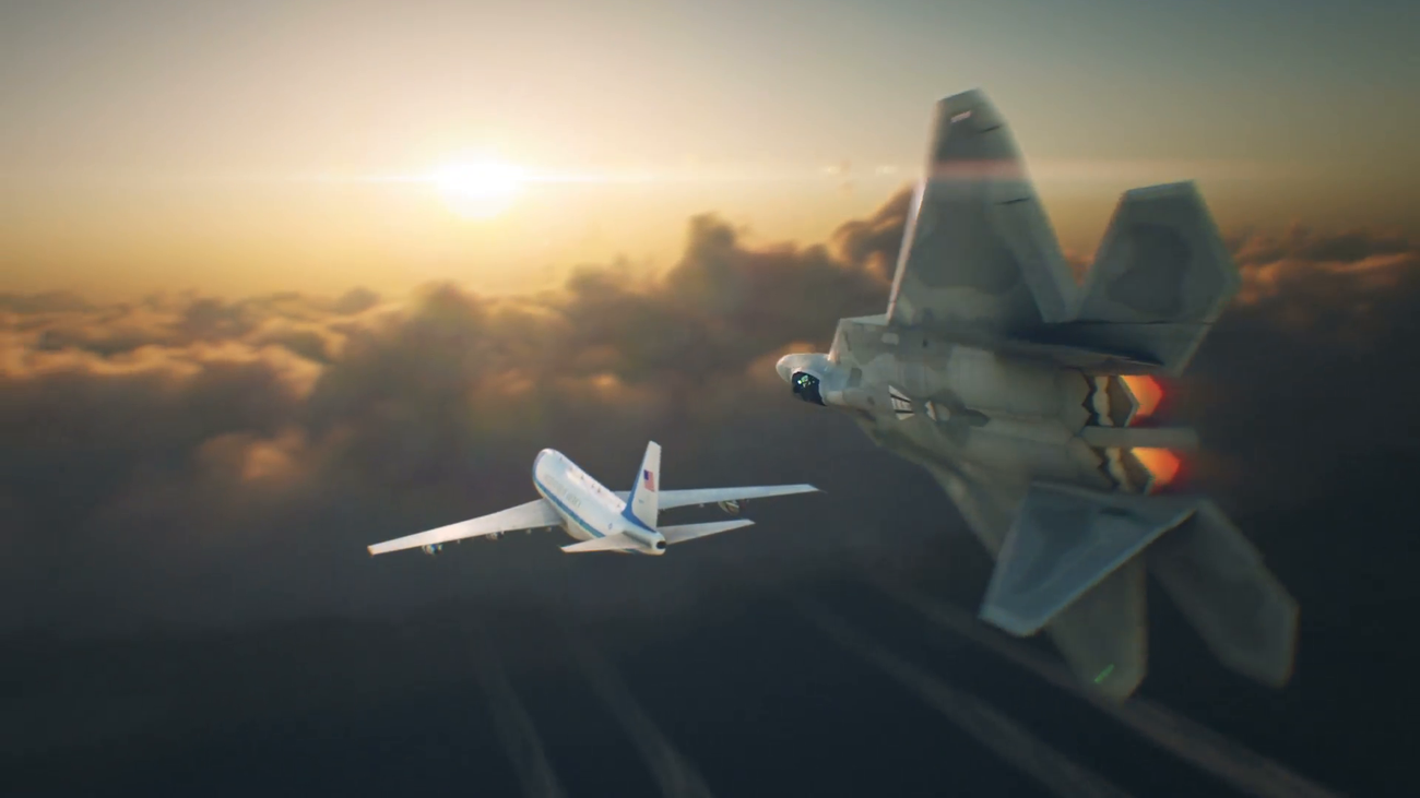 Máy bay F-22 đang hộ tống chuyên cơ Air Force One