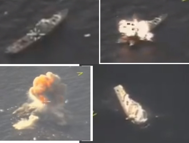 Chiến hạm Petya vừa bị tên lửa Kh-35 bắn từ Su-30SM tiêu diệt trong cuộc tập trận