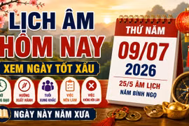 Lịch âm hôm nay 9/7/2026: Giờ đẹp, hướng tốt nên biết