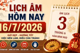 Lịch âm hôm nay 16/7/2026: Giờ hoàng đạo và tuổi xung