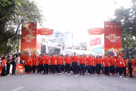 Rực rỡ sắc cờ, hàng vạn người cùng Việt Nam tiến bước