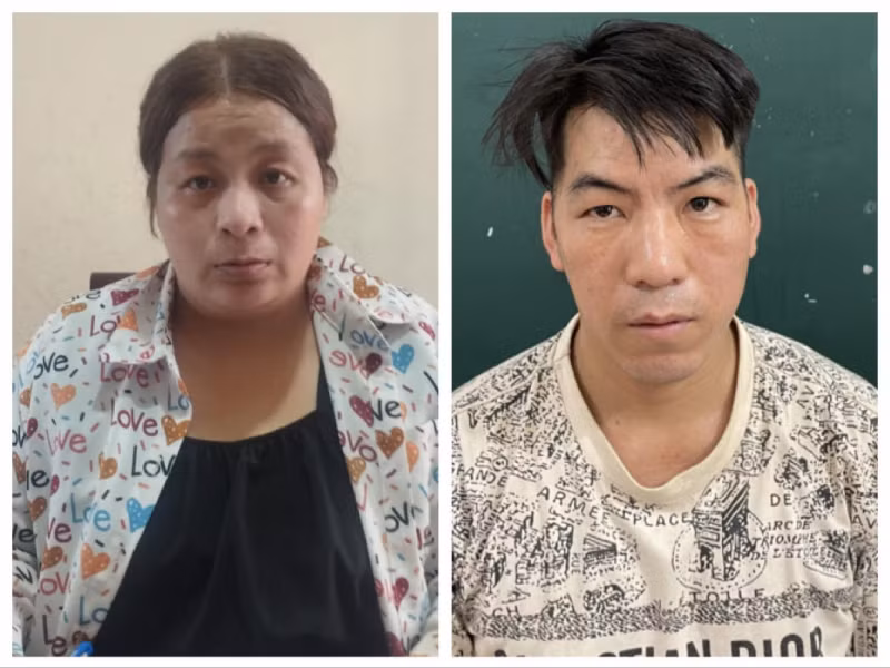 Phạm Thị Tuyết Chính và Vi Văn Nhập tại cơ quan công an