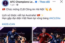 AFC chúc mừng CLB Công an Hà Nội làm nên lịch sử