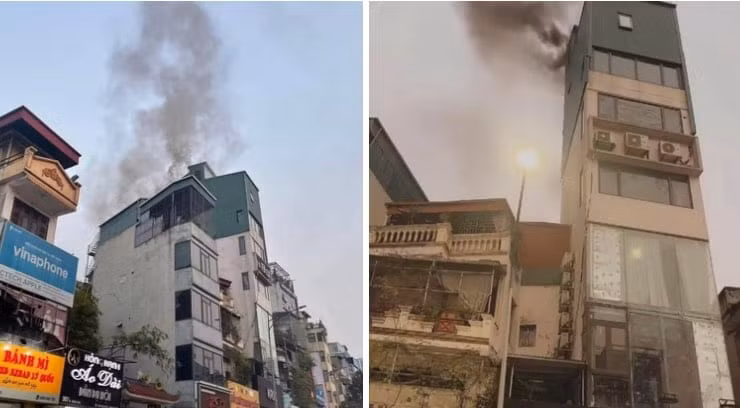 Đám cháy trên tầng tum ngôi nhà 4 tầng