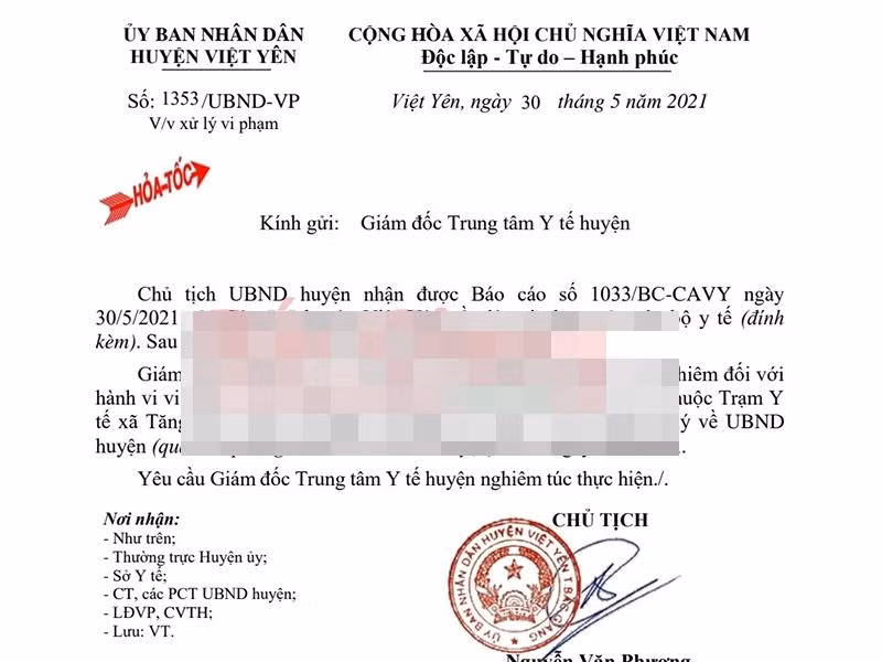 Ngay sau khi có thông tin lãnh đạo UBND huyện Việt Yên đã chỉ đạo điều tra, xác minh và xử lý nghiêm