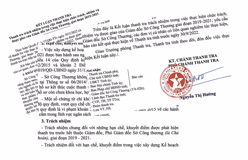 Kết luận thanh tra tỉnh Bắc Giang chỉ rõ sai phạm của Sở Công thương tỉnh này do chi sai quy định ngân sách Nhà nước Kết luận thanh tra tỉnh Bắc Giang chỉ rõ sai phạm của Sở Công thương tỉnh này do chi sai quy định ngân sách Nhà nước