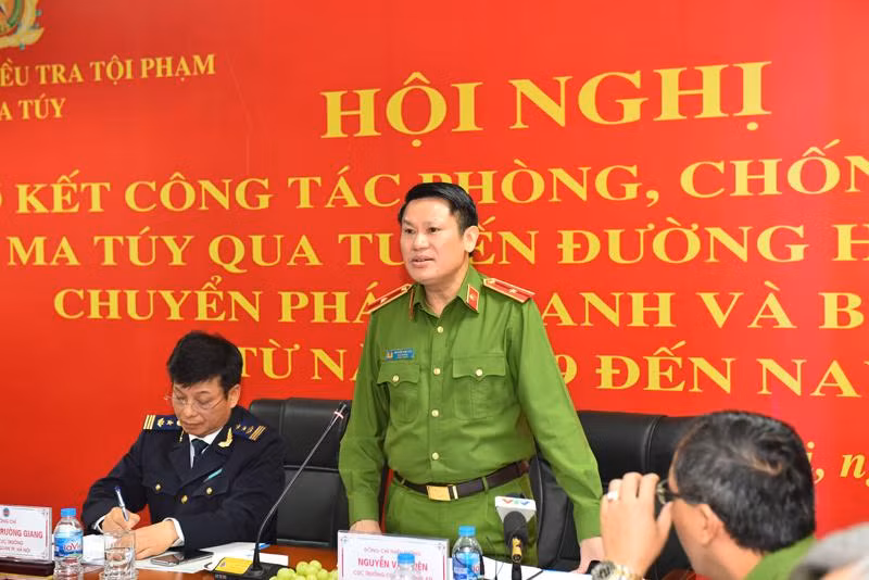 Thiếu tướng Nguyễn Văn Viện, Cục trưởng Cục Cảnh sát điều tra tội phạm về ma túy phát biểu tại hội nghị