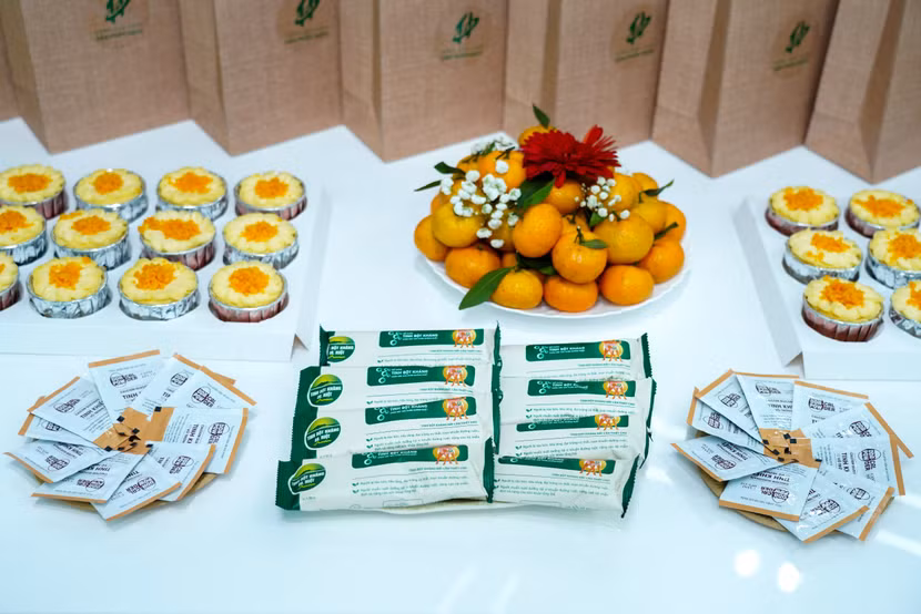 Một số sản phẩm đặc sắc của liên minh: Tinh bột kháng và canxi hữu cơ tinh khiết làm từ vỏ trứng gà