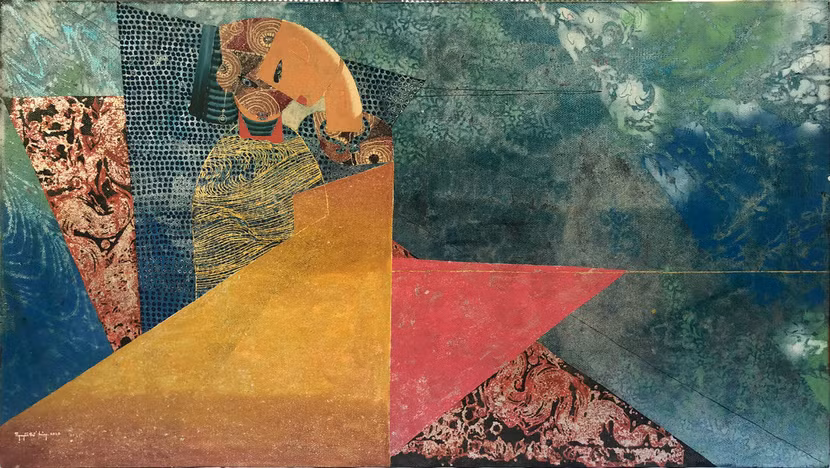 Bóng Nắng 02. The Shadow of Sunshine 02 2020. Sơn mài trên toan. Lacquer on canvas. 89 x 158 cm