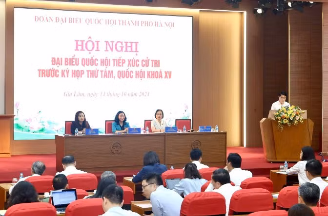 Bí thư Thành ủy Hà Nội Bùi Thị Minh Hoài tiếp xúc cử tri tại quận Hoàng Mai và huyện Gia Lâm