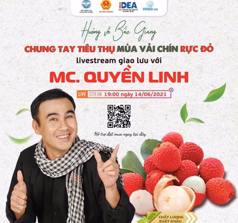 MC Quyền Linh sẽ livestream hỗ trợ tiêu thụ vải thiều Bắc Giang