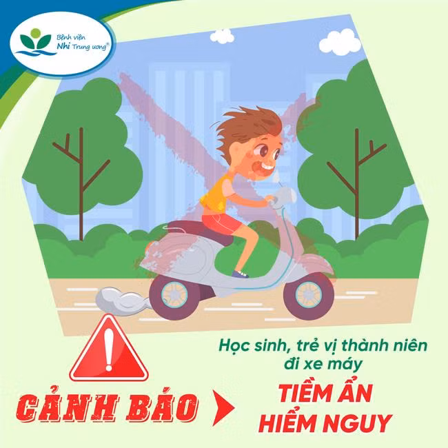 Bệnh viện Nhi Trung ương cảnh báo tình trạng học sinh, trẻ vị thành niên đi xe máy Bệnh viện Nhi Trung ương cảnh báo tình trạng học sinh, trẻ vị thành niên đi xe máy