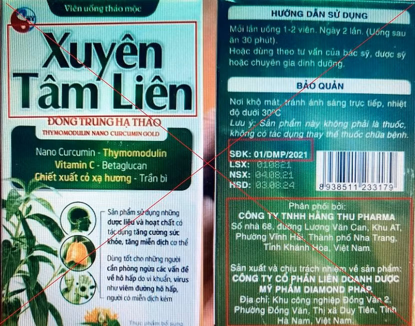 Sản phẩm Xuyên Tâm Liên giả mạo quảng cáo có công dụng điều trị Covid-19 Sản phẩm Xuyên Tâm Liên giả mạo quảng cáo có công dụng điều trị Covid-19