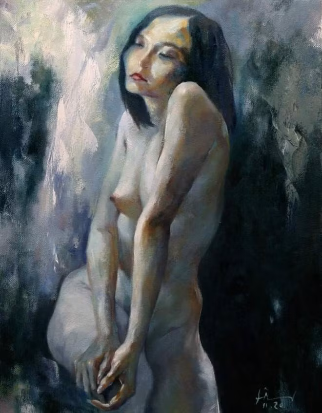 Bức tranh nude của họa sĩ Doãn Hoàng Lâm được trưng bày tại triển lãm "Đa diện 5" Bức tranh nude của họa sĩ Doãn Hoàng Lâm được trưng bày tại triển lãm "Đa diện 5"