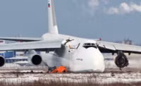 [ẢNH] Máy bay khổng lồ An-124 Nga văng mất động cơ, phải hạ cánh khẩn cấp