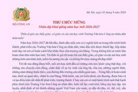 Bộ trưởng Lương Tam Quang gửi Thư chúc mừng thầy giáo, cô giáo và các em học sinh Trường Văn hóa Công an nhân dân