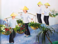 Tái hiện làng hoa Ngọc Hà qua tranh bích họa