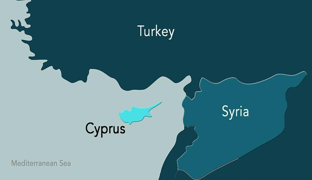 Vị trí đảo Cyprus ở vùng biển phía tây Syria