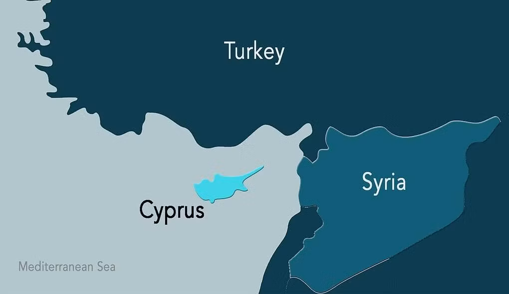 Vị trí đảo Cyprus ở vùng biển phía tây Syria