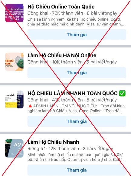 Cẩn trọng với các trang Facebook mời chào làm hộ chiếu Cẩn trọng với các trang Facebook mời chào làm hộ chiếu