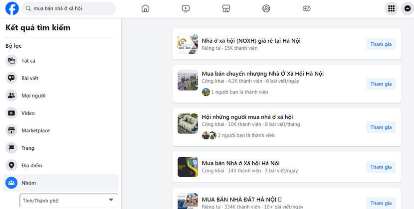 Tràn lan các hội nhóm mua bán nhà ở xã hội trên mạng
