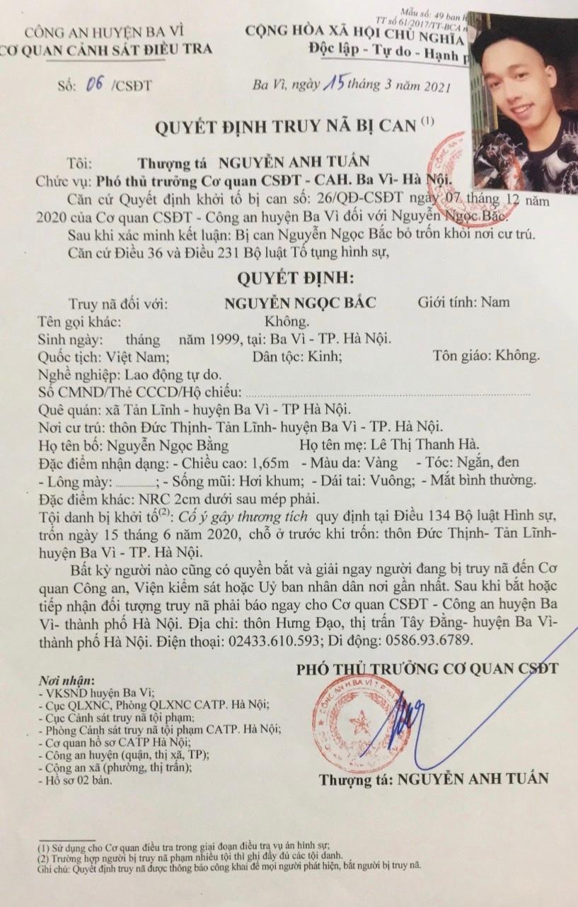 Lệnh truy nã đối tượng Nguyễn Ngọc Bắc Lệnh truy nã đối tượng Nguyễn Ngọc Bắc