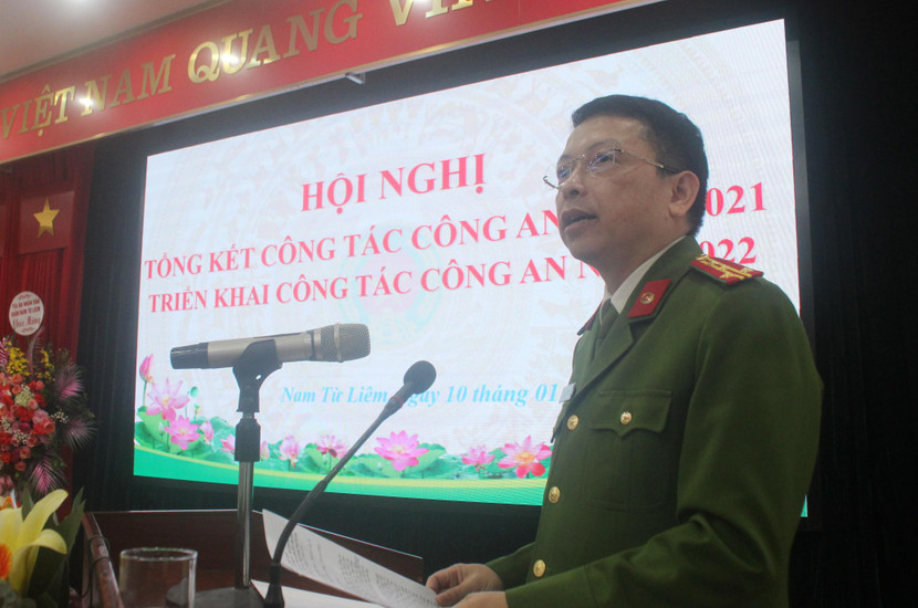 Đại tá Nguyễn Hồng Ky, Phó Giám đốc CATP phát biểu chỉ đạo tại hội nghị