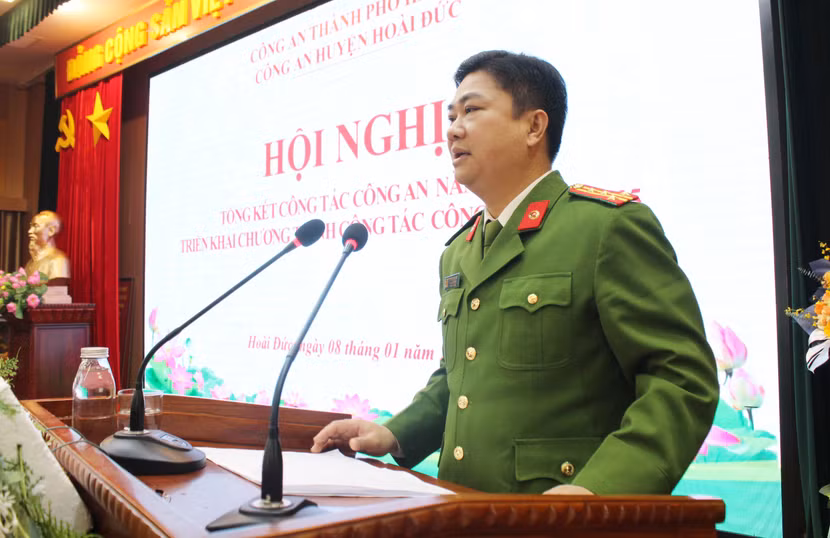 Đại tá Dương Đức Hải, Phó Giám đốc CATP phát biểu tại hội nghị