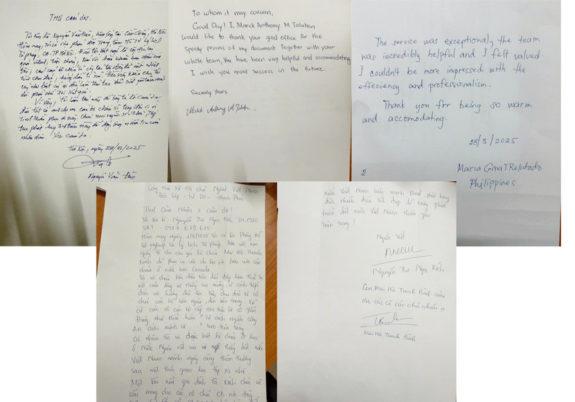 Những lá thư cảm ơn của người dân gửi CBCS Phòng Hồ sơ nghiệp vụ