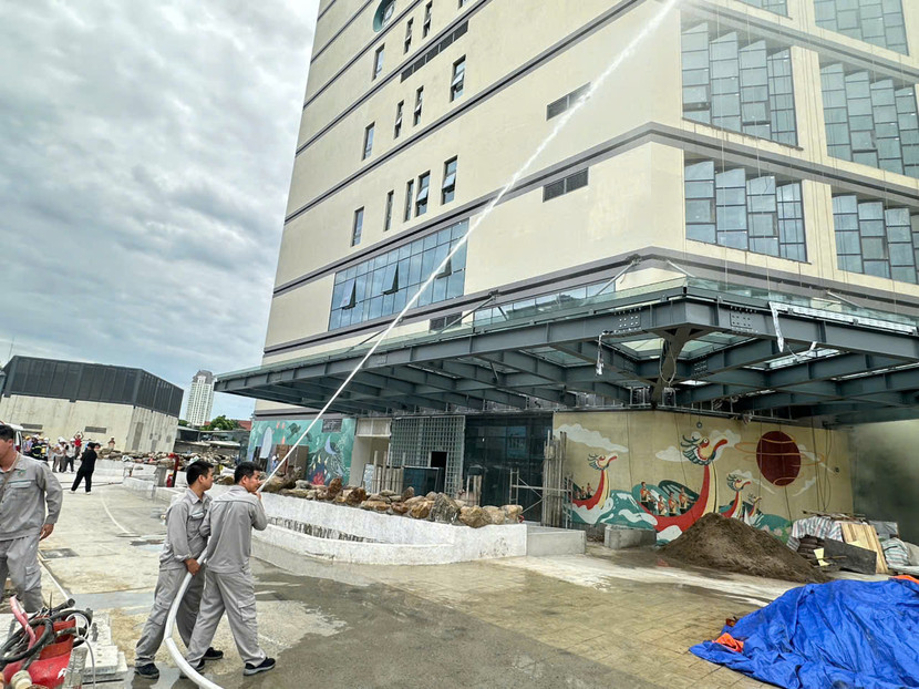 Lực lượng chữa cháy cơ sở tham gia diễn tập phương án