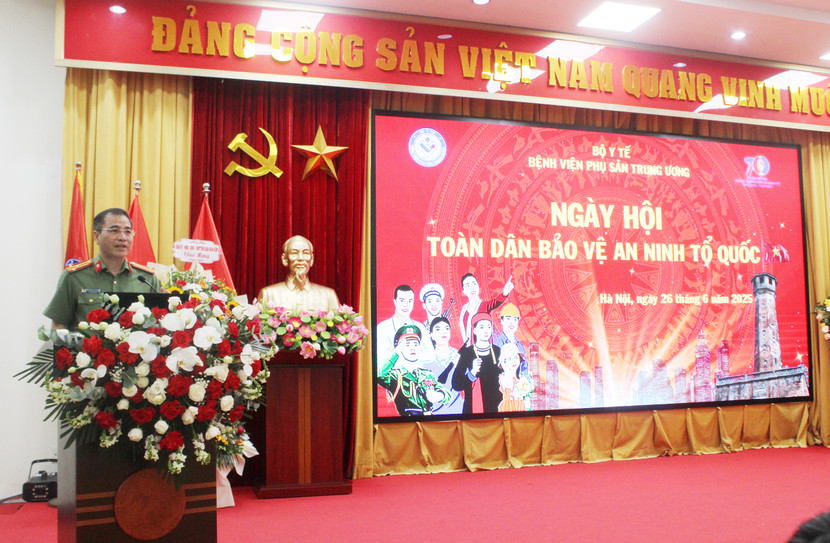 Thượng tá Nguyễn Chí Cường phát biểu tại Ngày hội toàn dân bảo vệ an ninh Tổ quốc