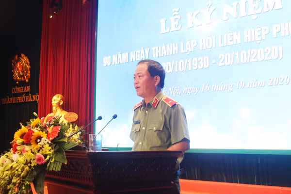 Thiếu tướng Đoàn Ngọc Hùng, Phó Giám đốc CATP phát biểu tại lễ kỷ niệm