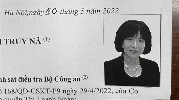 Lệnh truy nã bị can Nguyễn Thị Thanh Nhàn của Cơ quan CSĐT Bộ Công an Lệnh truy nã bị can Nguyễn Thị Thanh Nhàn của Cơ quan CSĐT Bộ Công an