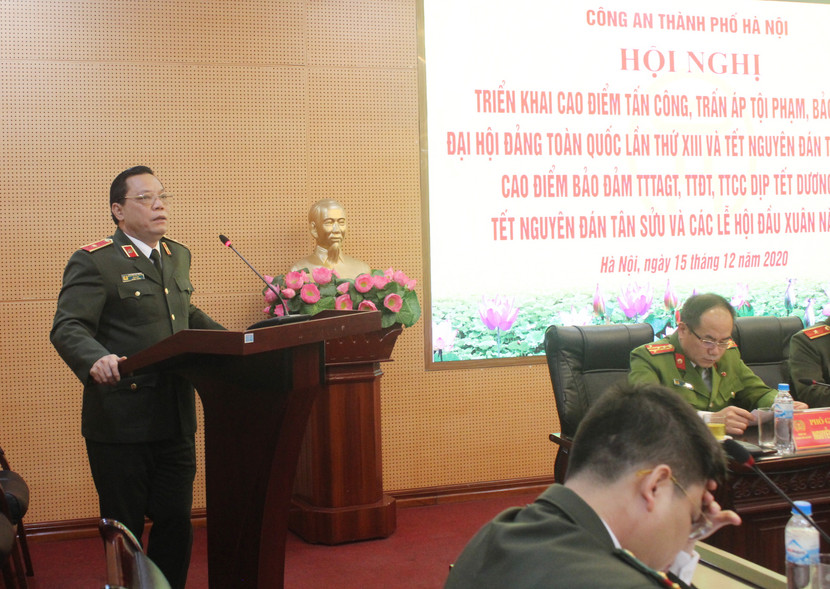 Thiếu tướng Nguyễn Hải Trung, Bí thư Đảng ủy, Giám đốc CATP chủ trì hội nghị