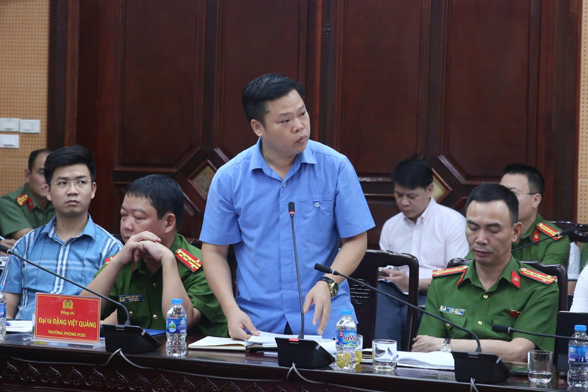 Đại diện Bộ Tư lệnh Cảnh vệ Bộ Công an phát biểu tại hội nghị