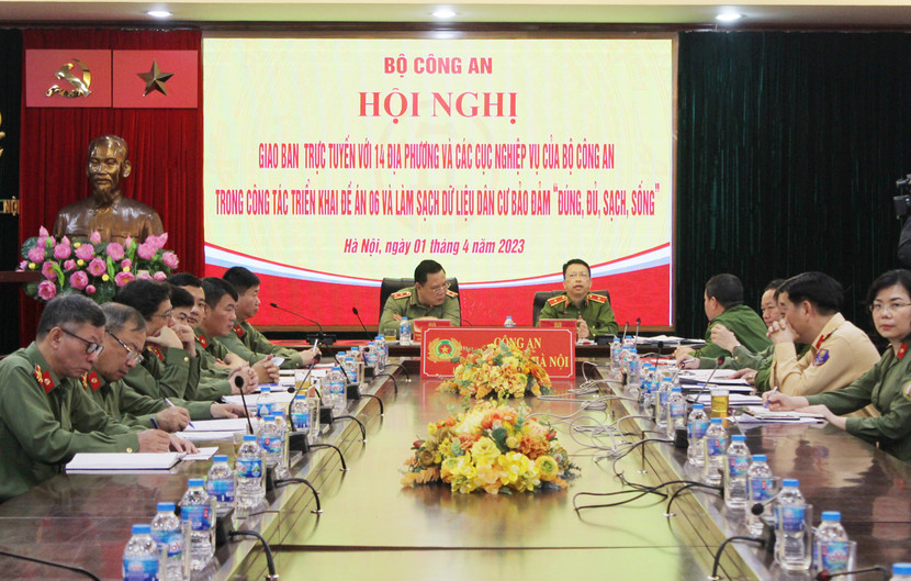 Hình ảnh hội nghị giao ban trực tuyến tại điểm cầu CATP Hà Nội