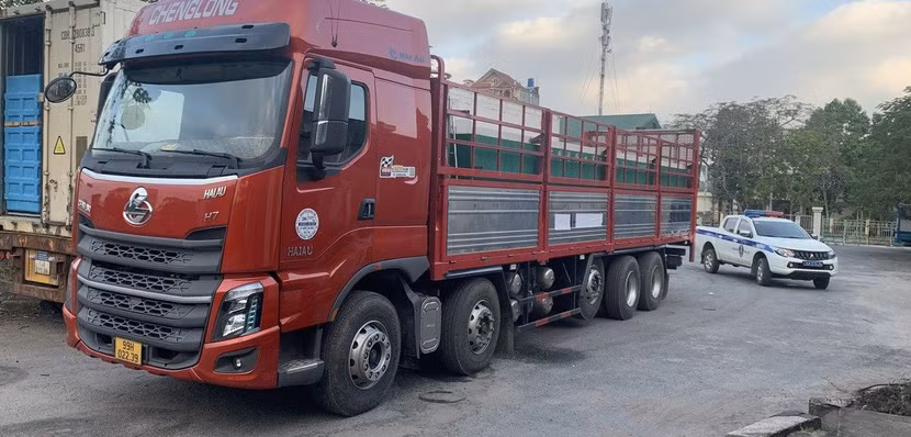 Chiếc xe tải chở 450kg cá tầm nhập lậu