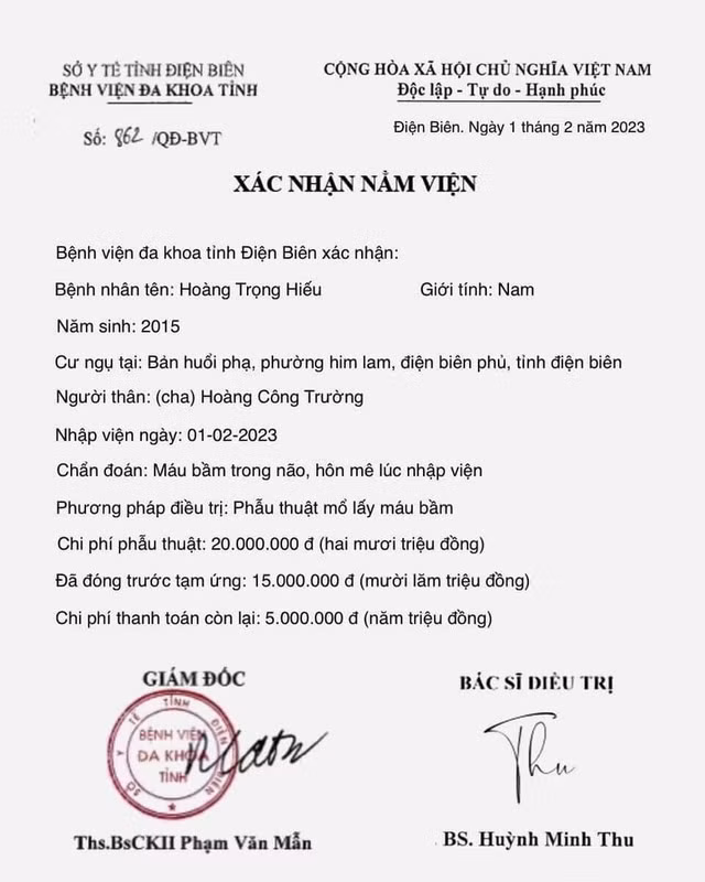 Giấy xác nhận nằm viện bị làm giả với nhiều thông tin không đúng sự thật