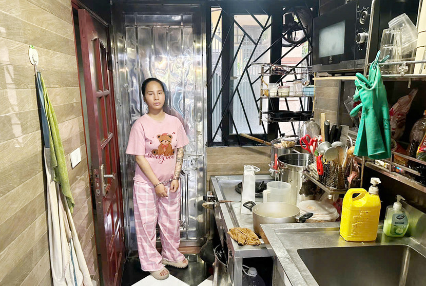 Phùng Thị Hằng tại hiện trường vụ án