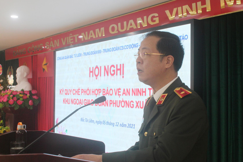 Thiếu tướng Trần Hải Quân, Tư lệnh Bộ Tư lệnh Cảnh vệ phát biểu tại lễ ký kết quy chế phối hợp Thiếu tướng Trần Hải Quân, Tư lệnh Bộ Tư lệnh Cảnh vệ phát biểu tại lễ ký kết quy chế phối hợp