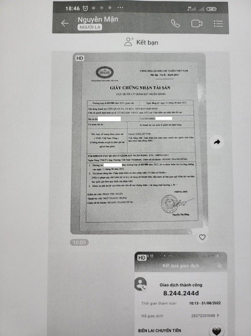 Một nạn nhân khi nhận được hình ảnh giả mạo đã vội vã chuyển tiền Một nạn nhân khi nhận được hình ảnh giả mạo đã vội vã chuyển tiền
