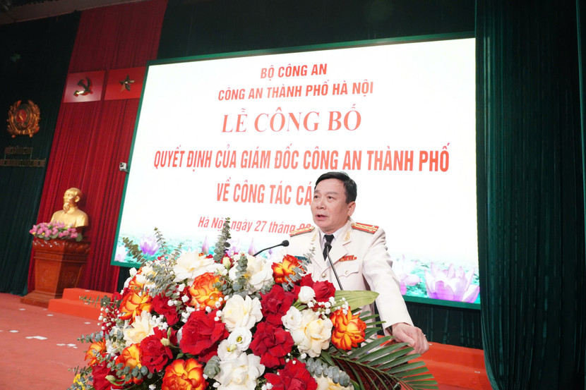 Đại tá Nguyễn Bình, Thủ trưởng Cơ quan Ủy ban kiểm tra Đảng uỷ CATP phát biểu cảm ơn