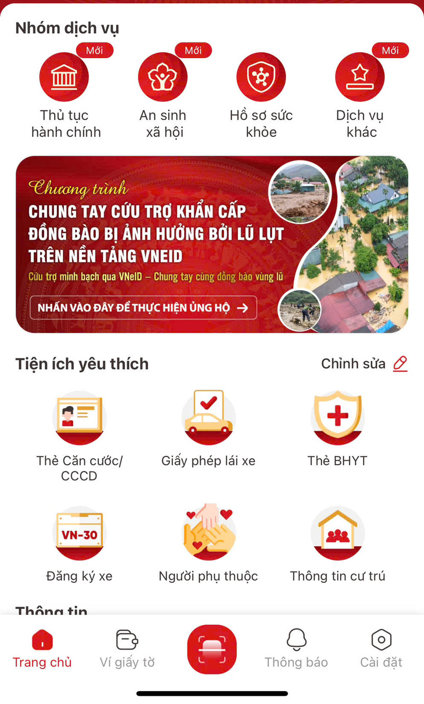 Người dân có thể ủng hộ trên ứng dụng VNeID Người dân có thể ủng hộ trên ứng dụng VNeID