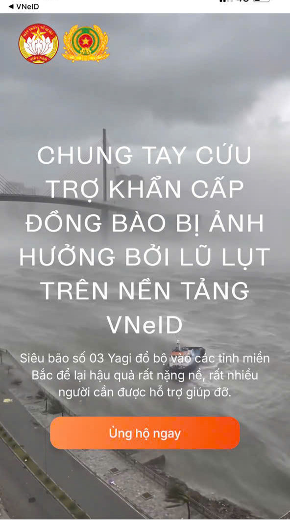 Giao diện trên ứng dụng VNeID Giao diện trên ứng dụng VNeID